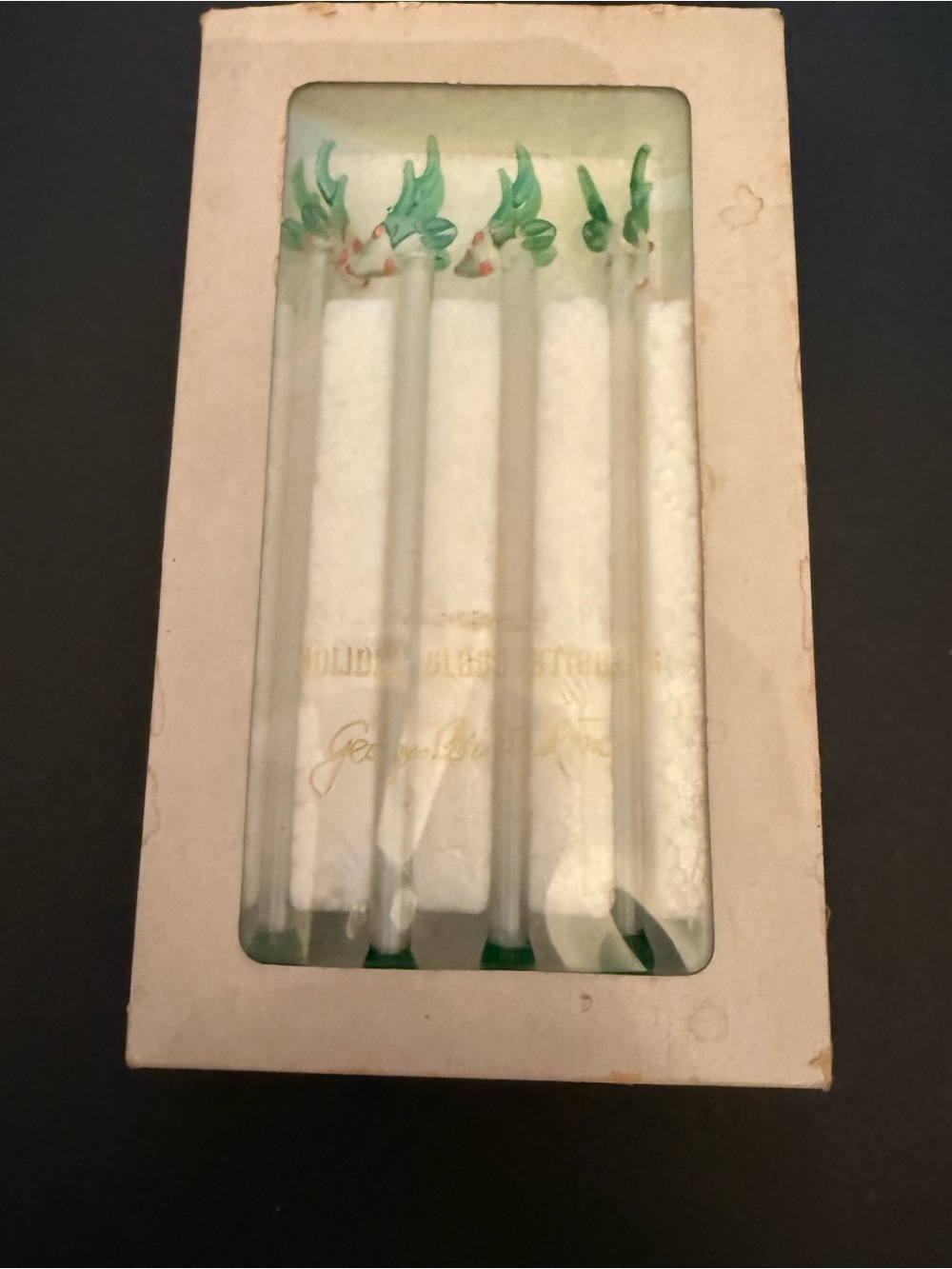 Vtg. George Briard Hand Blown Glass Reindeer Stirrers
